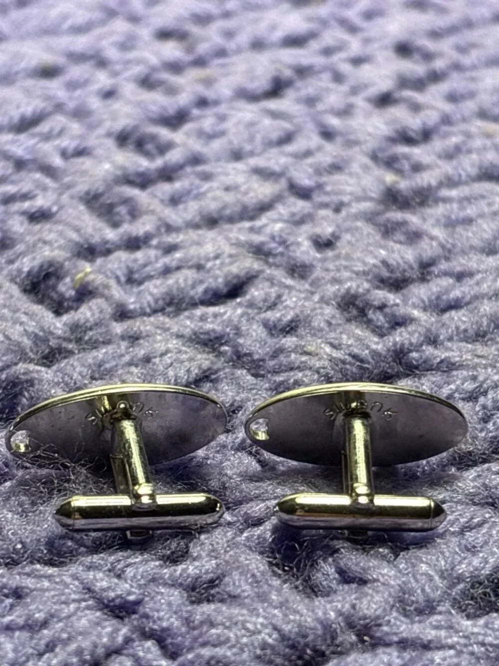 Vintage Swank Silvertone Oval Cufflinks Cutout 1 inch Need Cleaned